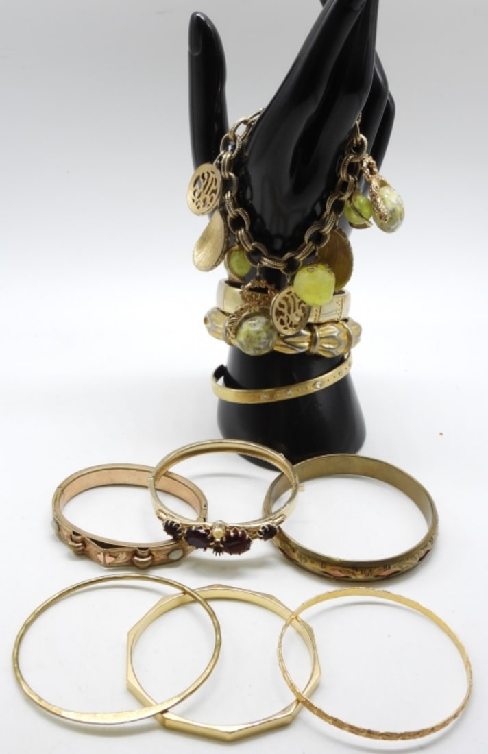 (10) Gold-Tone Bracelets: Bid at the number one auction house, vintageauctiononline.com