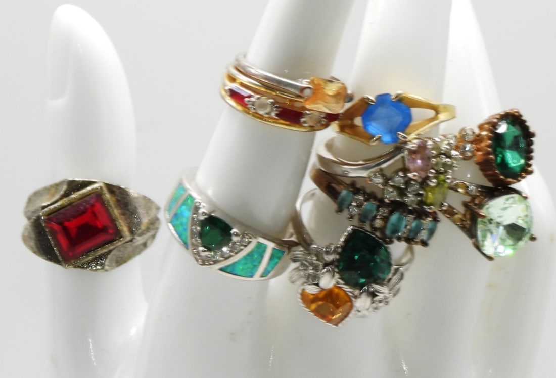 (10) Rings w Color Stones: Sizes 5-8