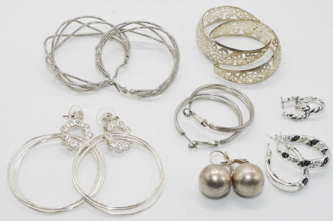 (7) Pair of Silver Tone Earrings: All Post Back