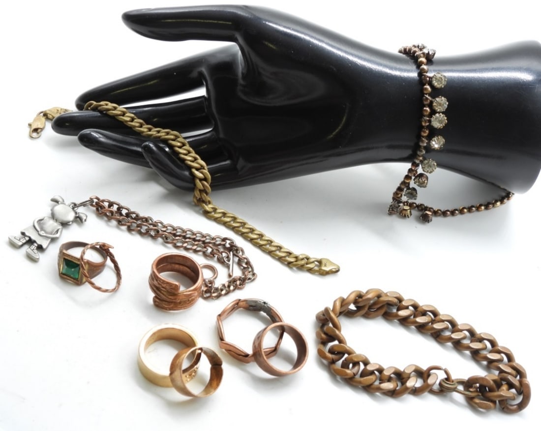 Copper Colored Lot: (1) Necklace (3) Bracelets (7) Rings sizes:7-13.5