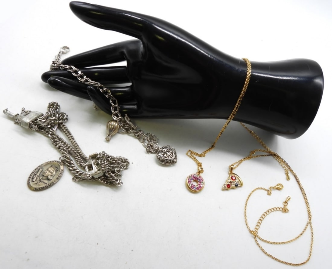 (4) Charm Necklaces & Bracelets: Gold & Silver-tone bracelets & necklaces, beautiful pieces