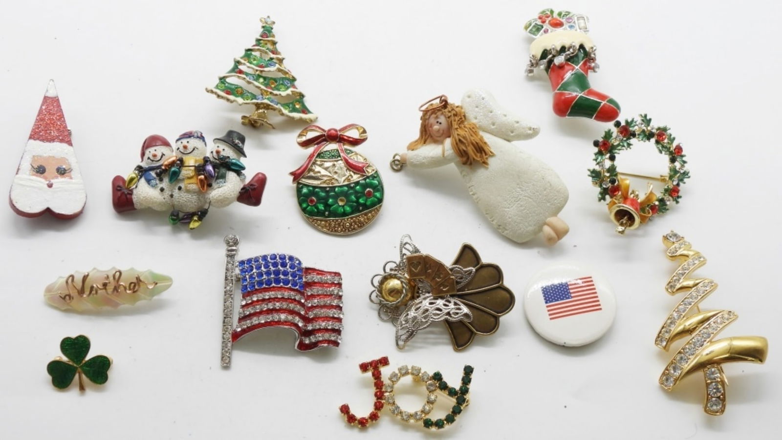 (14) Holiday Brooches: Various holiday brooches, beautiful pieces