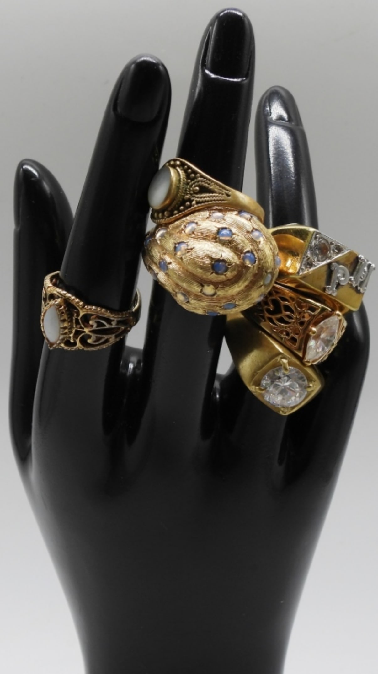 (6) Gold-Tone Fashion Rings: Sizes range from 4-11