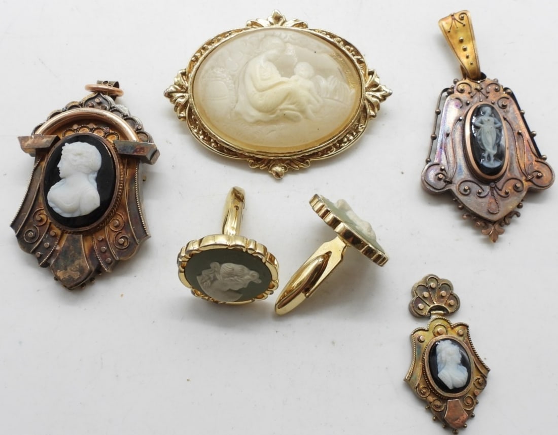 (6) Cameo Lot: Various cameo pieces