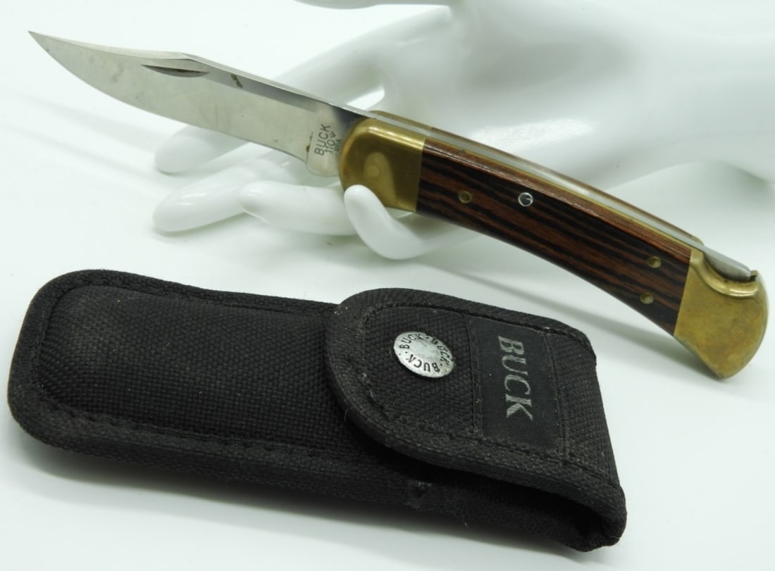 Buck 110 Lock-Back Pocket Knife: Like new. Comes with a nylon sheath