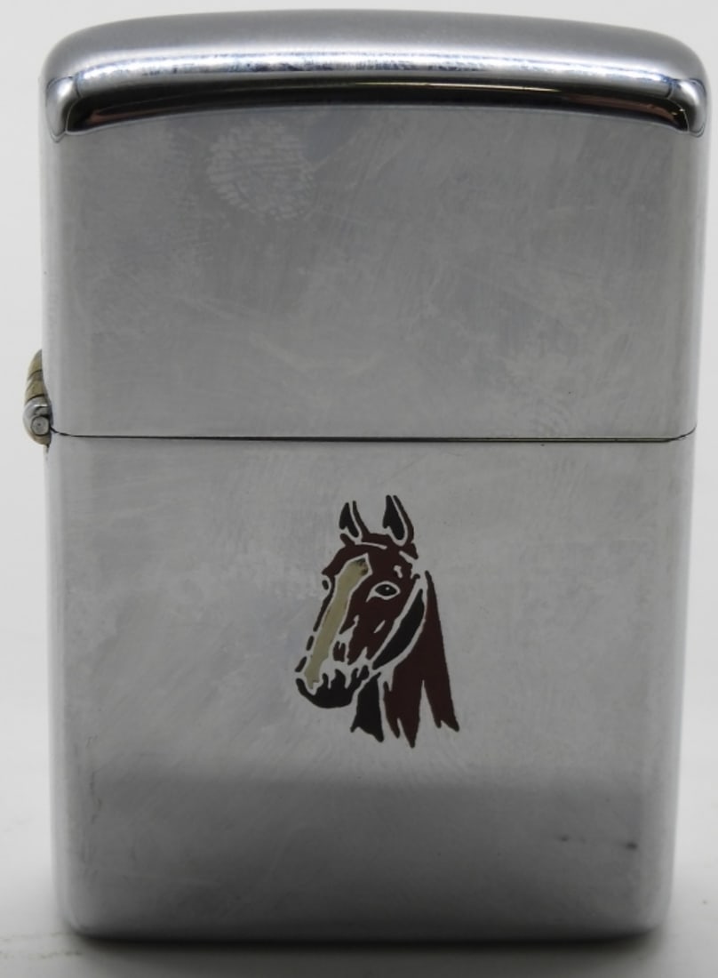 1965 Horse Pat 2517191 Zippo Unfired: Unfired. Horse head on the front. Does not come with a box.