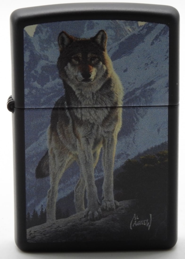 2017 Al Agnew Wolf Black Matte Zippo Unfired: Unfired. Does not have a box. 2017