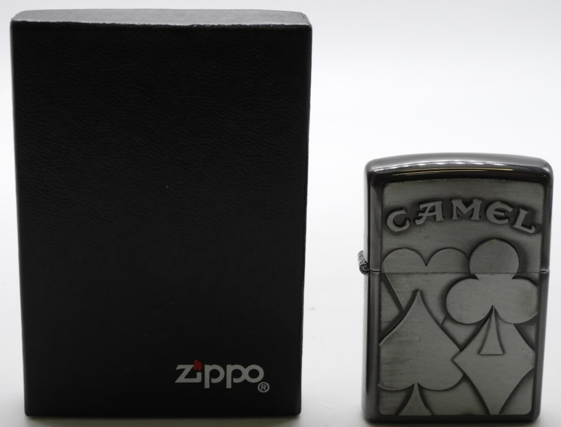 1996 Camel Poker Card Suites Zippo Unfired: Midnight chrome. In a box, unfired