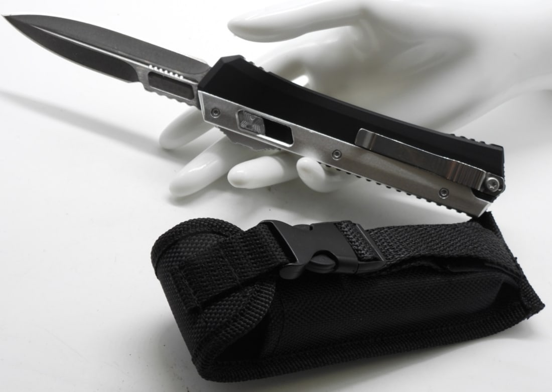 Microtech 184-10 Glykon OTF Knife: Comes in box, looks brand new. Black & aluminum handles