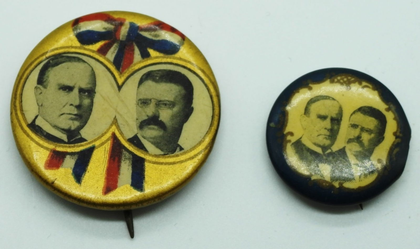 (2) William McKinley & Teddy Roosevelt Pin: Political button