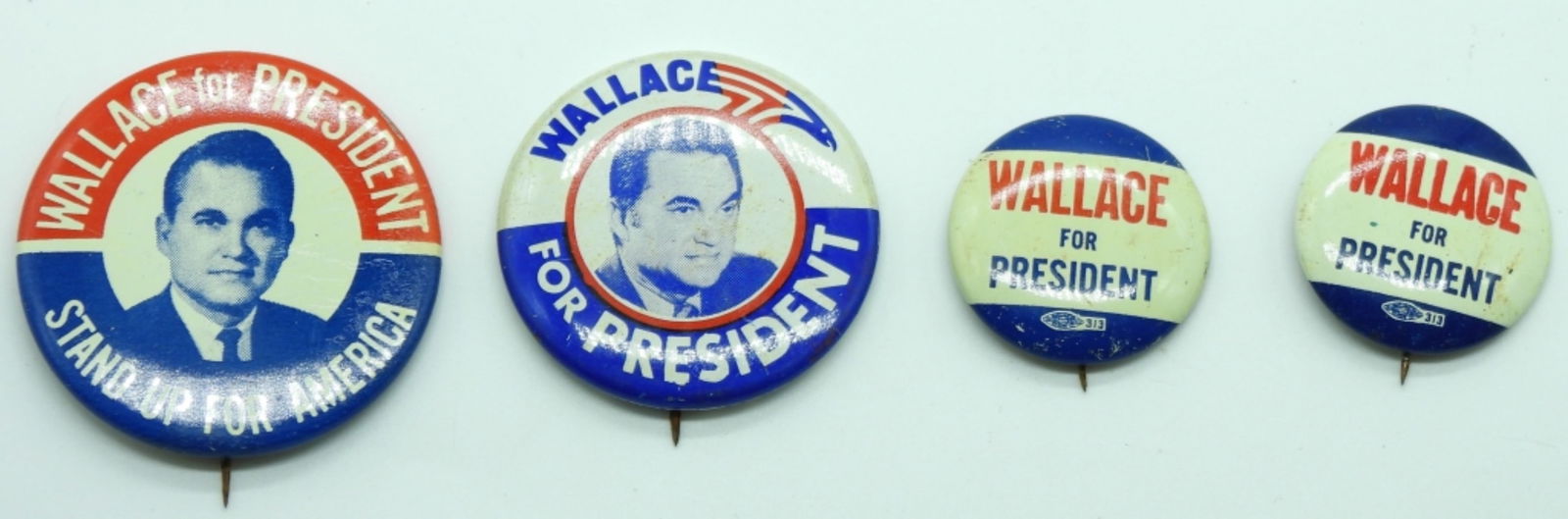 (4) Wallace For President Pins: Shop the number one auction house at vintageauctionsonline.com