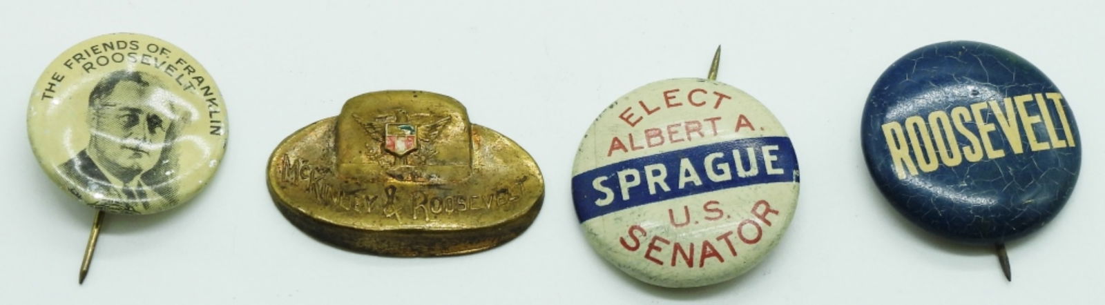 (4) Election Pins: McKinley, Roosevelt and more