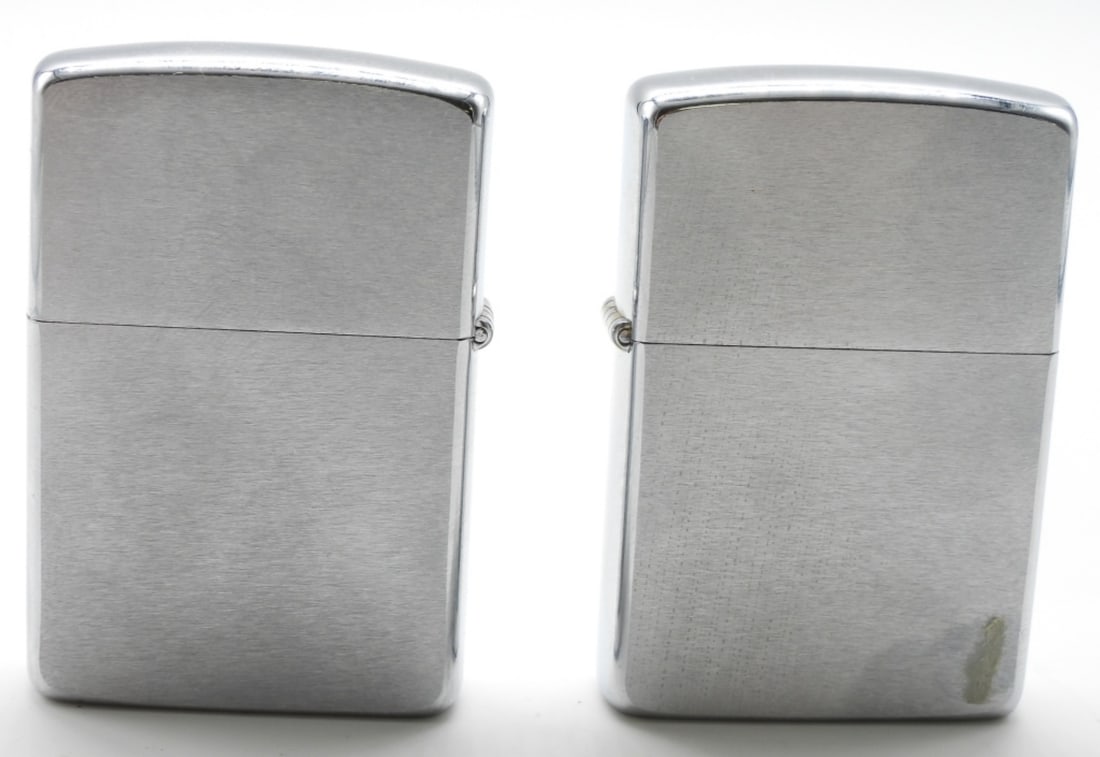(2) Regular Brush Finished Chrome Zippos - 2