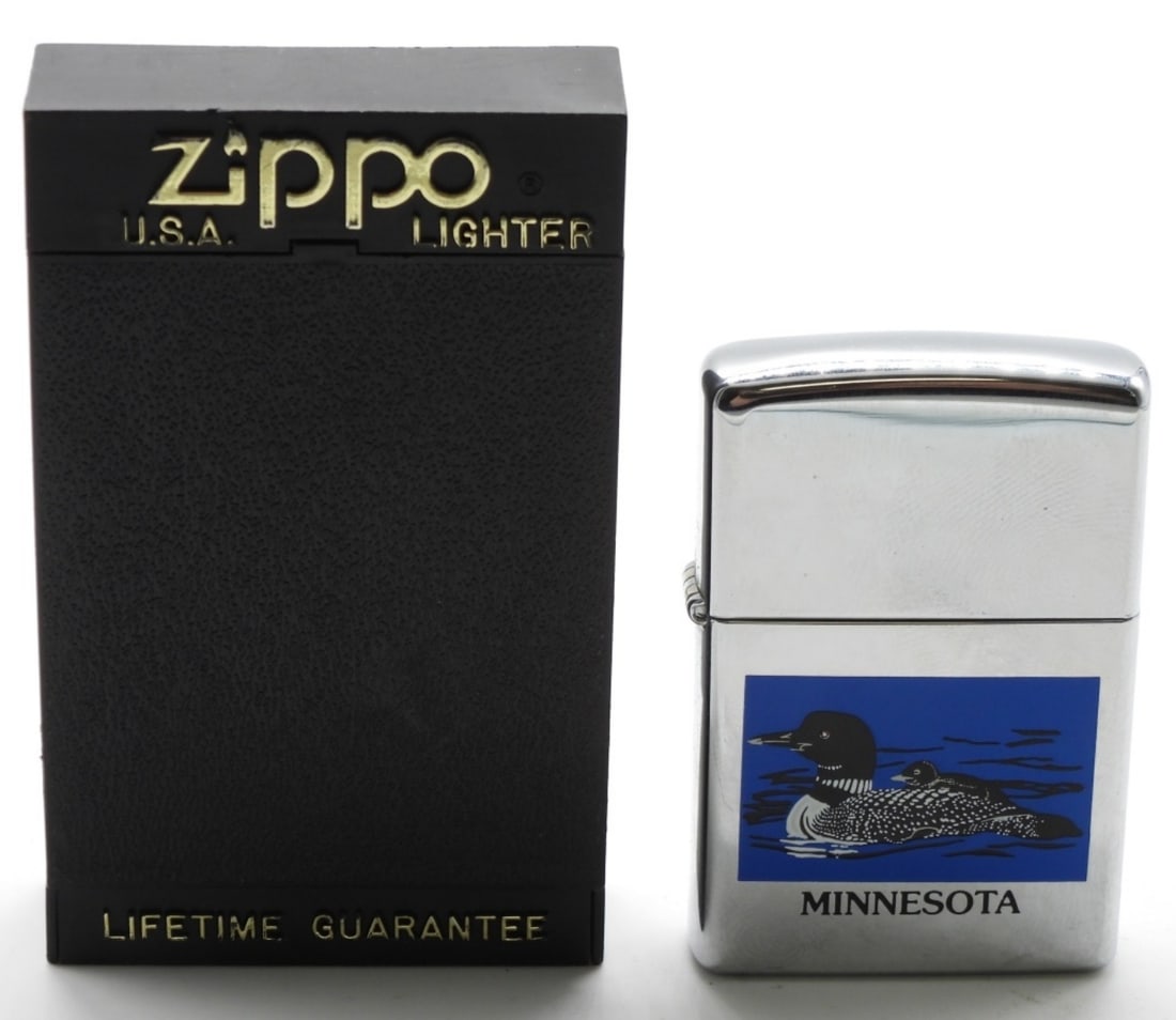 1996 Minnesota State Zippo Unfired: Unfired. In a box. The front has a Loon bird on the front of the Zippo
