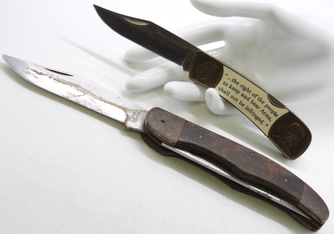 Theodore Roosevelt & Solingen Bear Hunter: Both are in fair condition. Bear hunter is a little rusted & Roosevelt is not