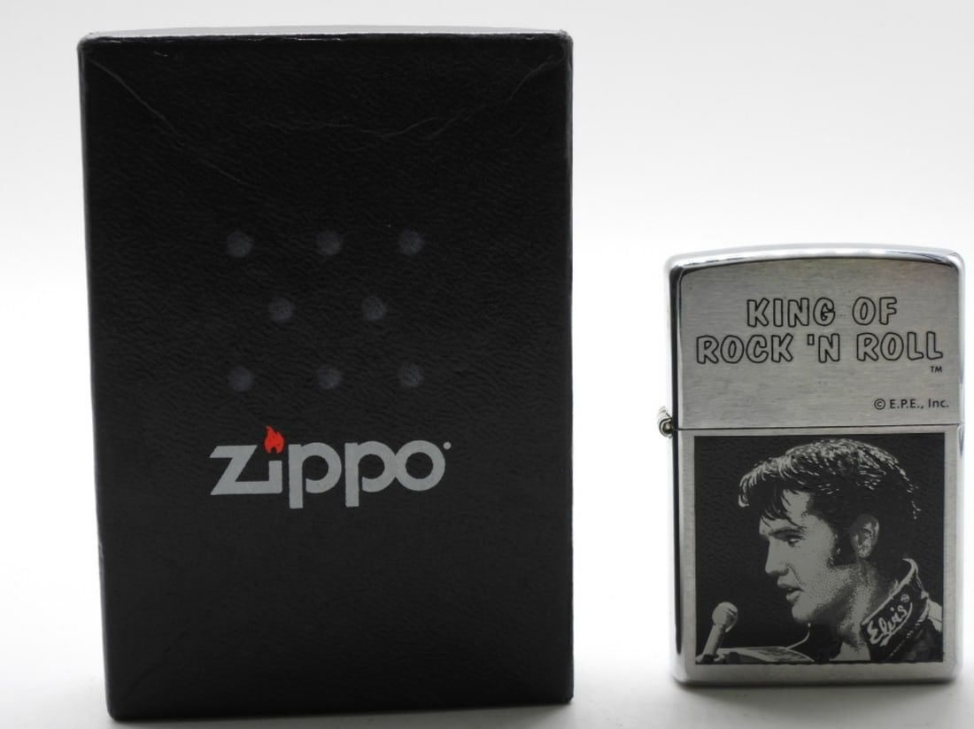 Elvis King Of Rock 'N Roll Zippo 2002 Sealed: Comes with a box. Sealed