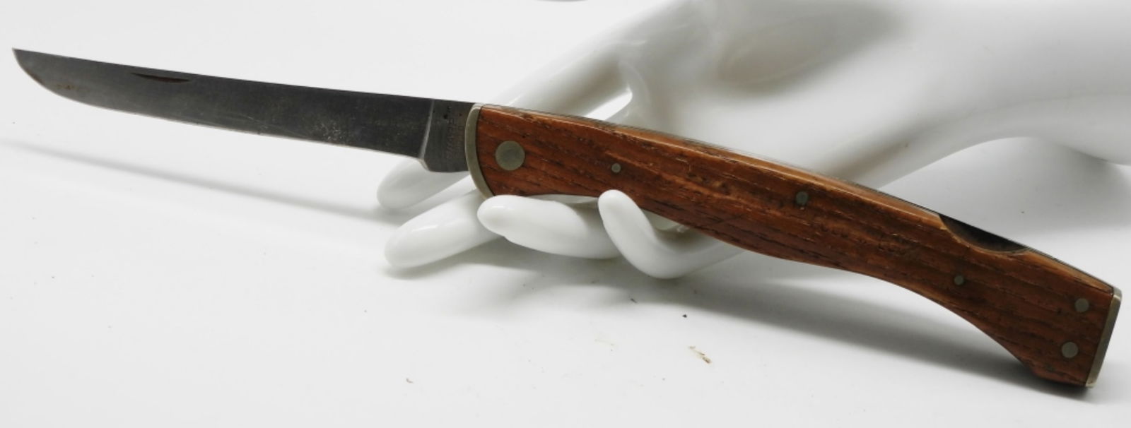 Large Folding Knife Sharp 5000D: Used. Wood handle