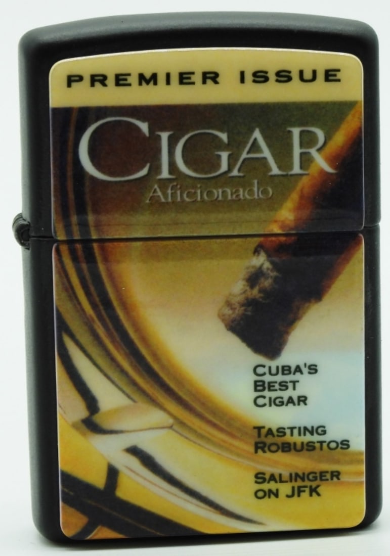 Cigar Aficionado Premier Issue Zippo Unfired: 1997. Does not come with a box. Unfired. Black matte