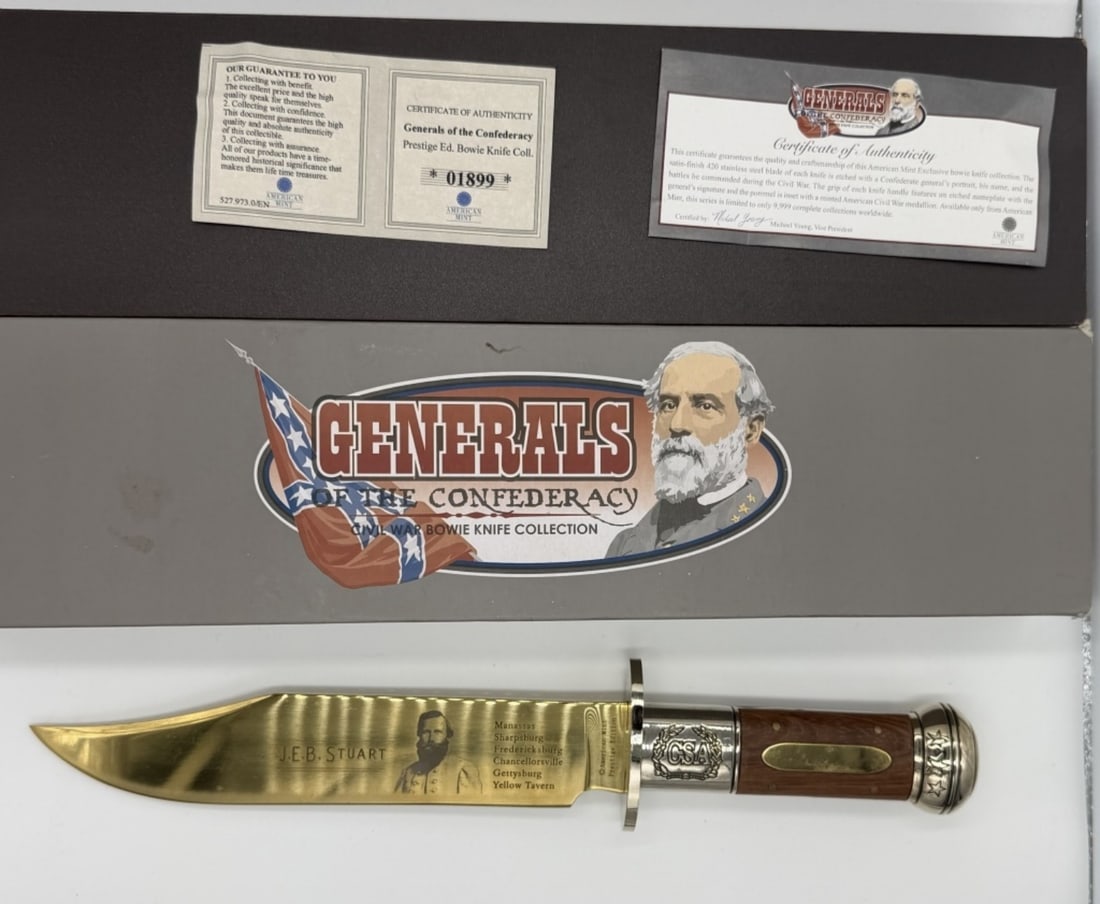 Generals Of The Confederacy Bowie Knife: American Mint with COA