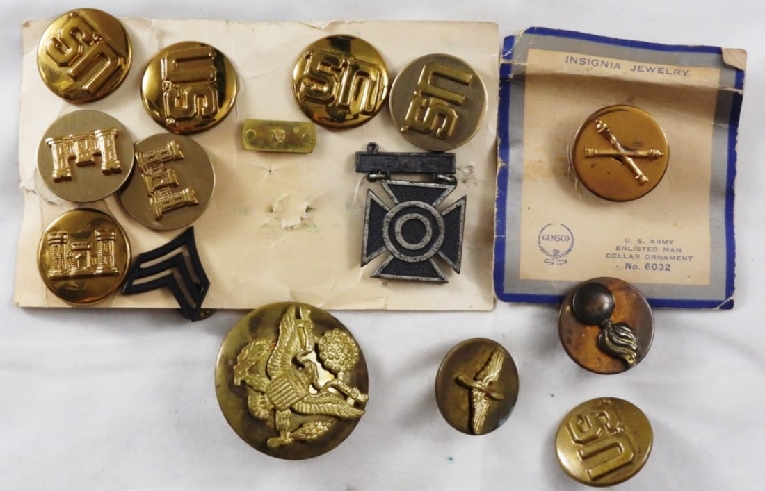 WWII US Army Major Oak Leaf & More: US Army Artillery Officer Collar Insignia Pin Crossed Cannons