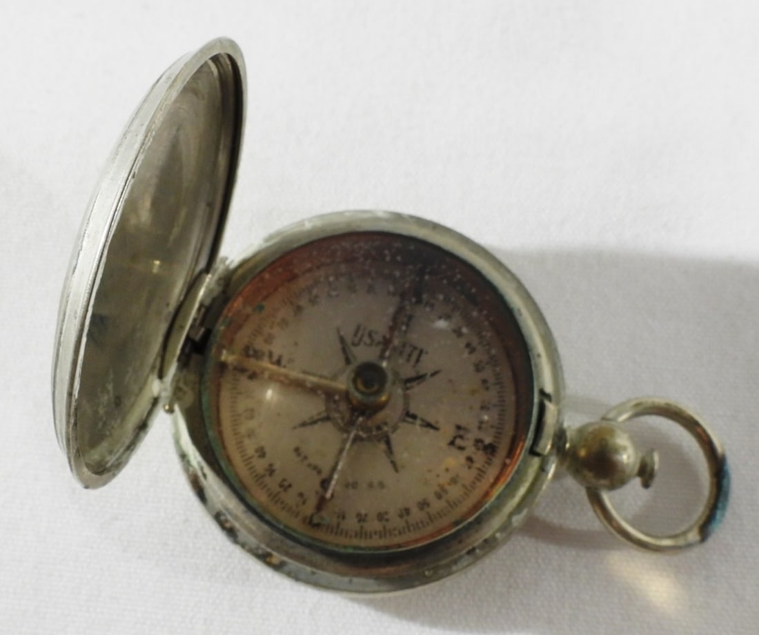 Vtg 1918 Engineering Department Compass: USANITE Pocket WWI Military USA - Broken