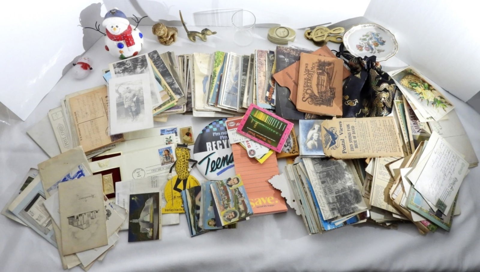 Mystery Box of Post Cards: Also Has Some Stamps & more