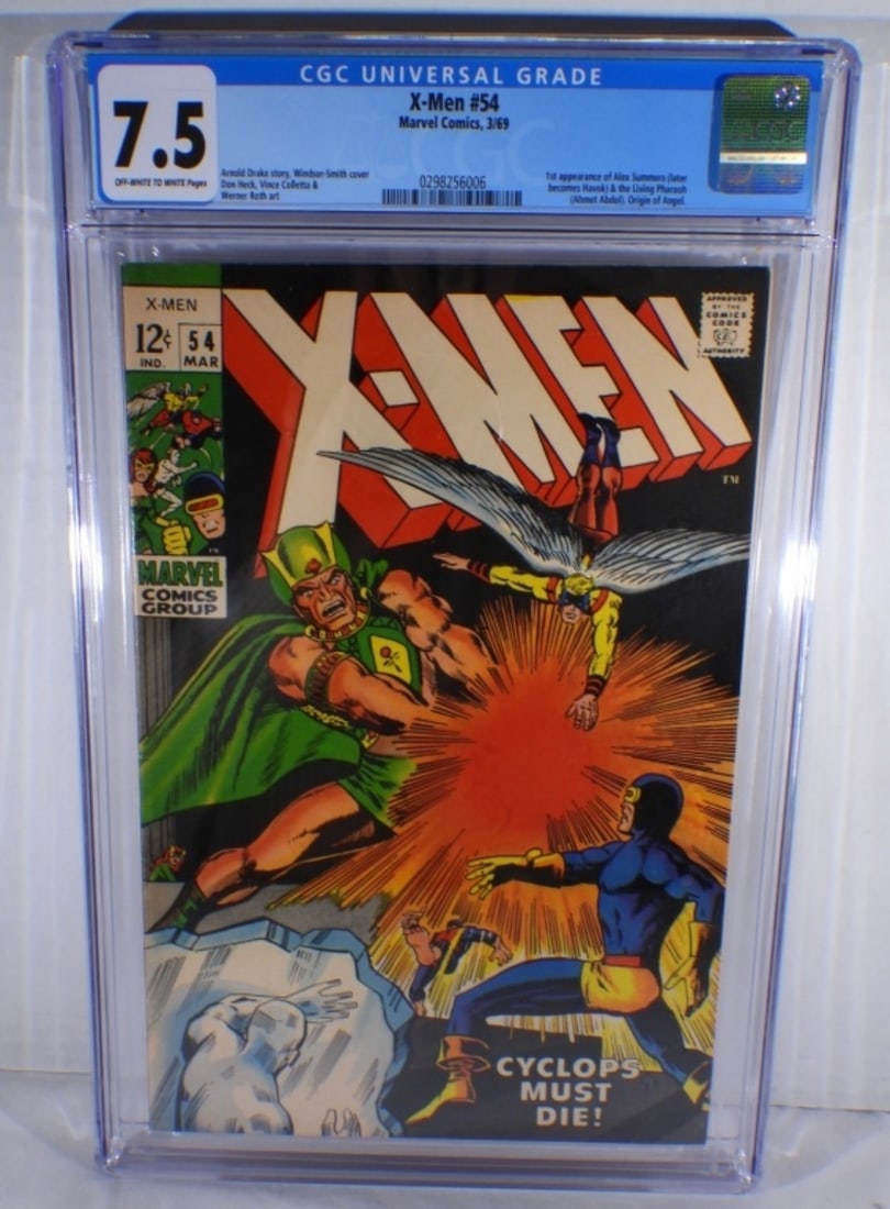 CGC X-Men #54 7.5 1969: Off-white to white pages. First appearance of Alex Summers (later becomes Havok & the Living Pharaoh (Ahmet Adbol)