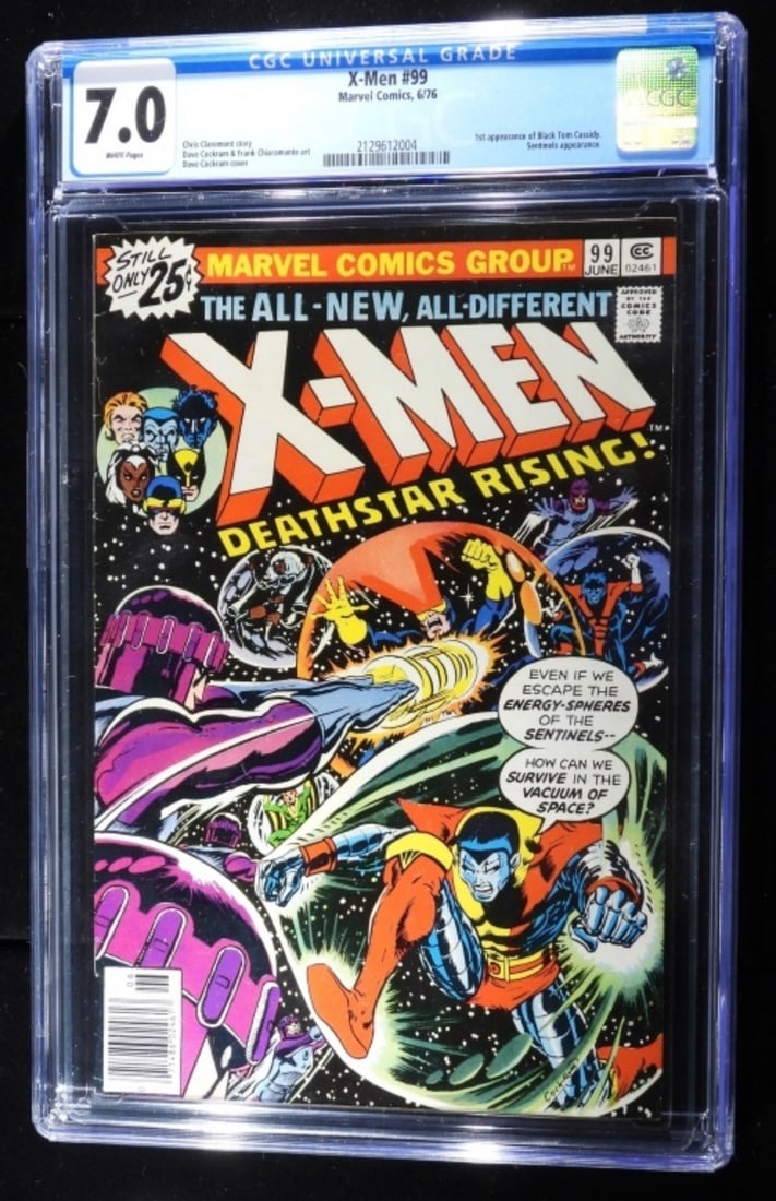 CGC 7.0 X-Men #99 White Pages 1976: CGC 7.0 White pages. 1976 X-Men #99. 1st appearance of Black Tom Cassidy. Sentinels appearance