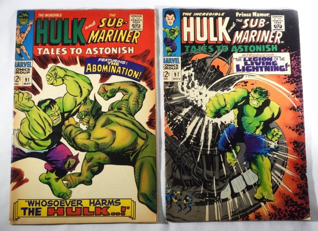 (2) The Incredible Hulk & The Sub-Mariner VG: Numbers 91 & 97 Silver age