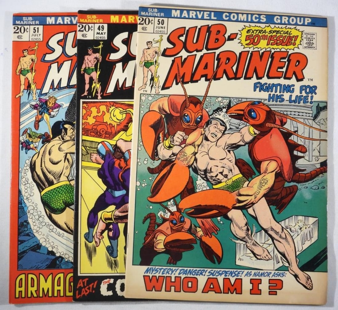 (3)Bronze Age Sub-Mariner G-VG: Numbers 49, 50, &51