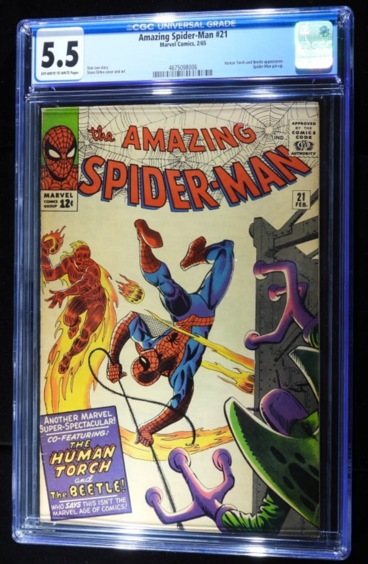 Graded Marvel The Amazing Spider-Man #21: CGC Graded 5.5 Off-white to white pages