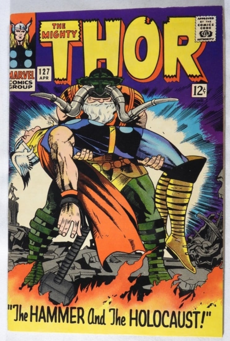 Silver Age: The Mighty Thor #127 Marvel VG: VG condition with a red ink spot on the top of the comic. First appearance of Pluto, aka Hades. First full appearance of Midgard Serpent. 12-cent issue