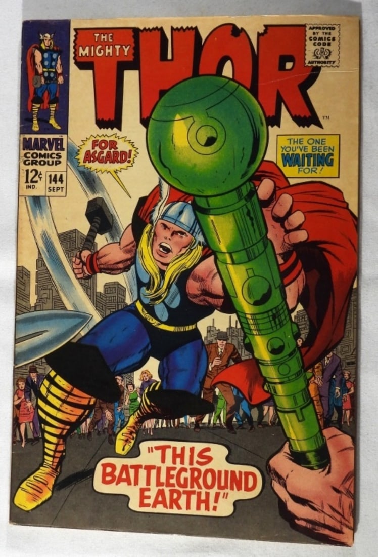 Silver Age: The Mighty Thor #144 Marvel G/VG: G/VG condition with some creasing and color fading inside the cover.#144 12-cent issue. 1967