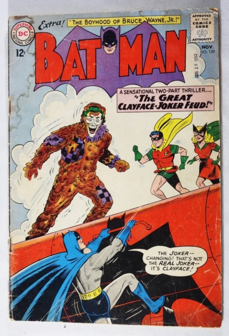 Batman Comics #159: 1963 Silver Age Good The Great Clayface Joker Feud Good