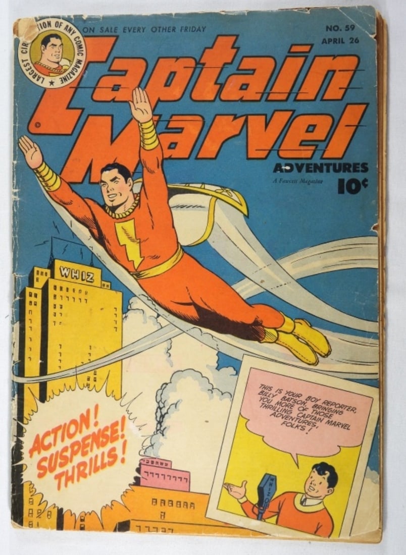 1946 Captain Marvel #59: Small rip on the top by the spine, as well as some loose pages