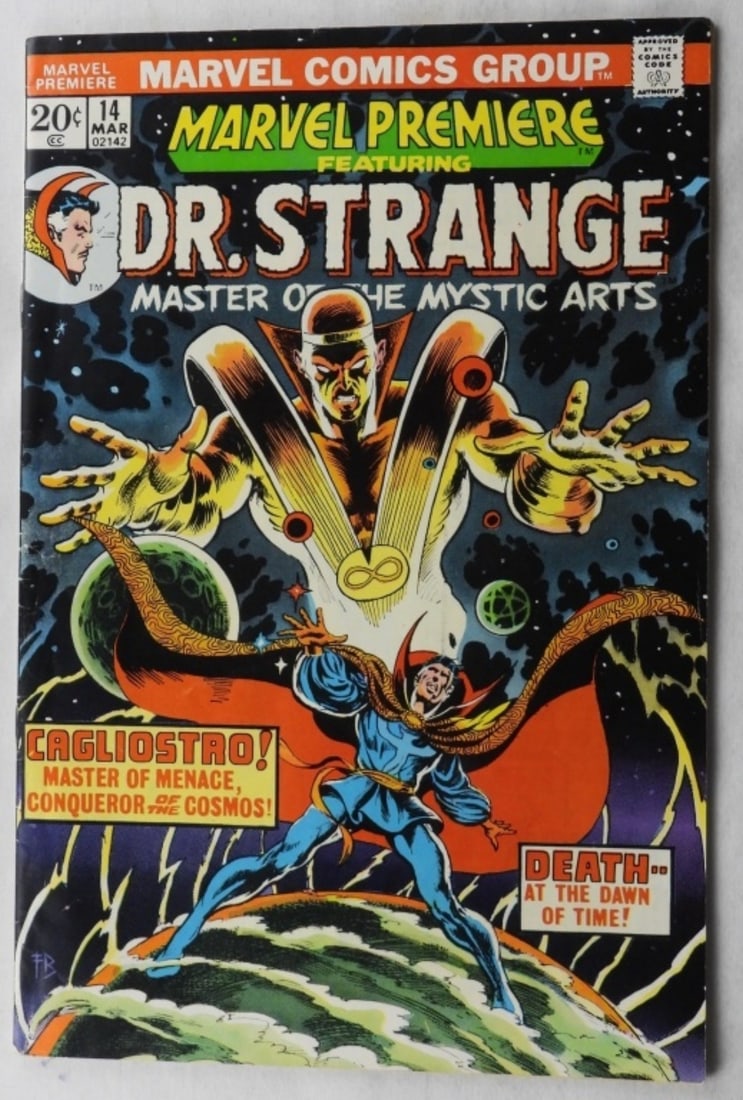 Marvel #14 Dr. Strange 1974 G/VG: #14 20-cent issue. G/VG condition with some creasing along the spine. Writing with pen on the back on the comic
