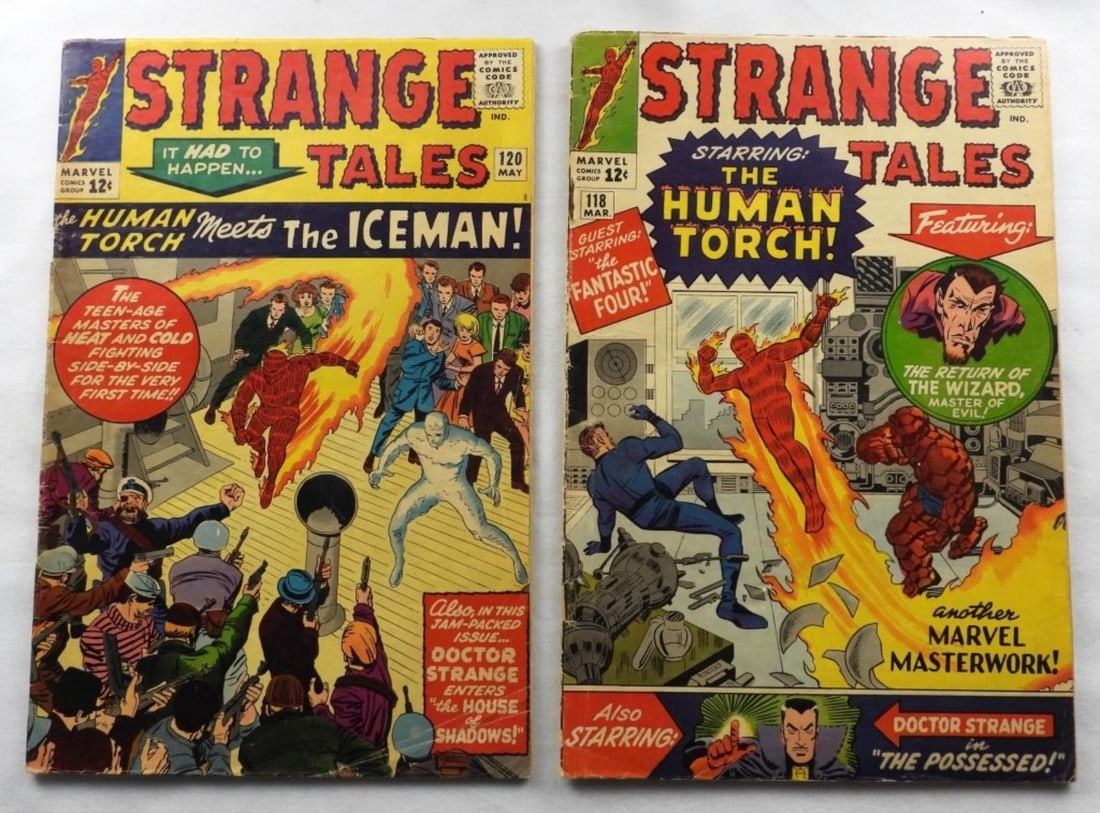 #118 & #120 Marvel Strange Tales G: #118 & #120 G condition with creases and color fading, red ink on top of the pages. Both 12-cent issues
