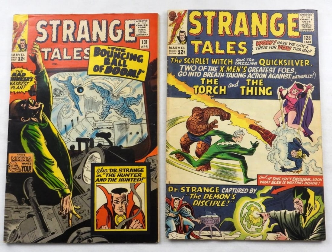 Marvel Strange Tales #128 & 131 1965 G/VG: G/VG with creases and color fading on the inside cover. Rounded corners
