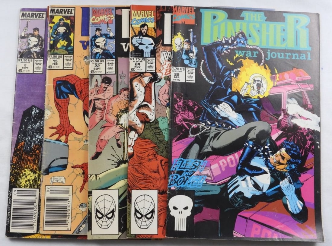 (5) Marvel The Punisher War Journal G-VG: Numbers 8, 15, 22, 24, & 29