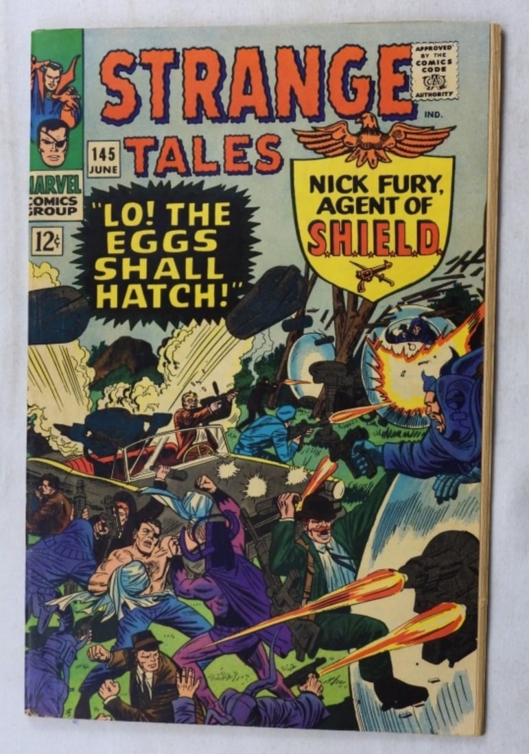 #145 Marvel Strange Tales 1966 G/VG: 12-cent issue. G/VG condition with spine rolled and creasing and normal wear from the years