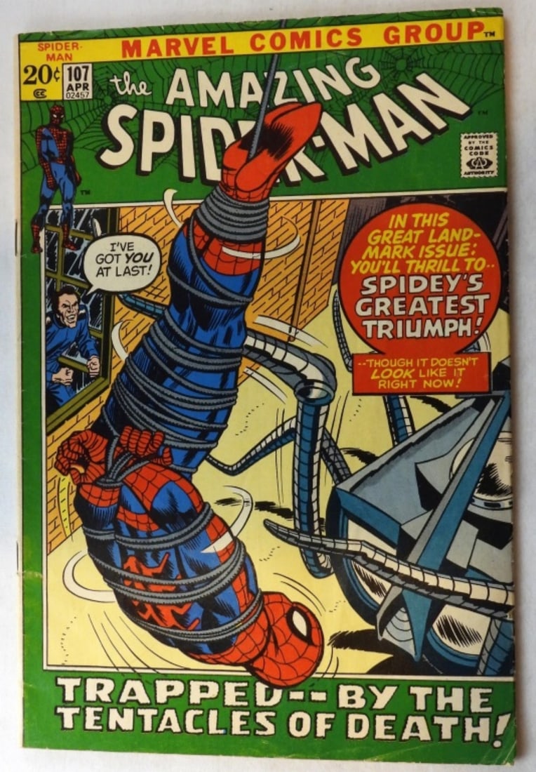 Amazing Spiderman #107: Â Tentacles of Death Key! 1972 Marvel F/VG