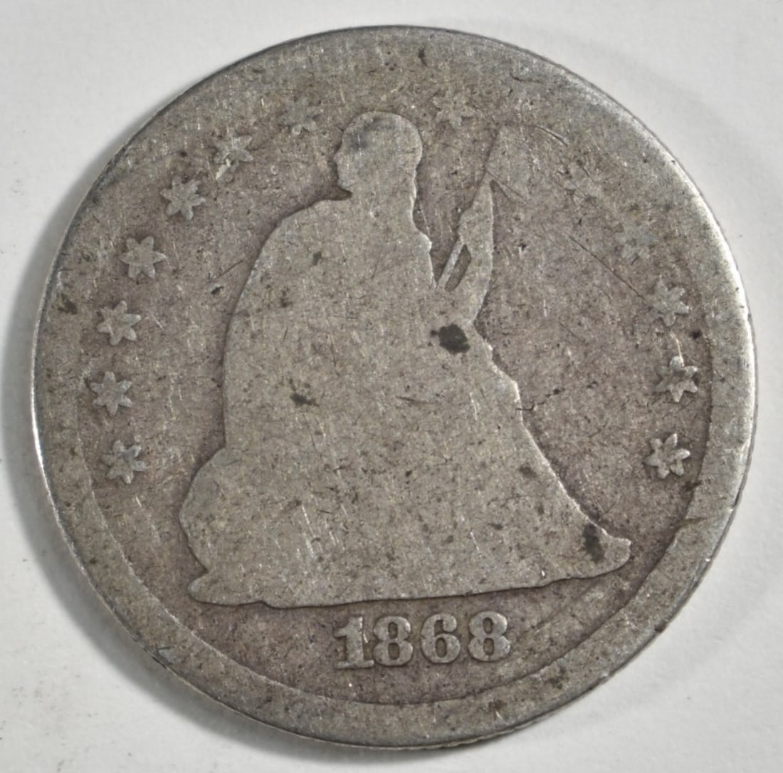 1868 Seated Quarter: Bid with Vintage Auctions!
