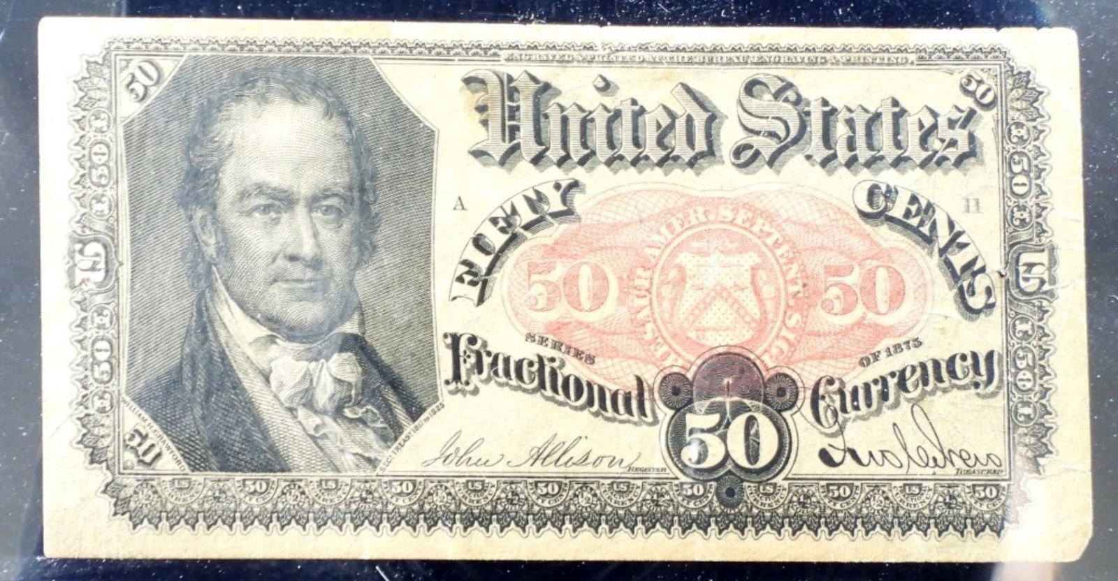 1875 Series $.50 Obsolete Fractional Currency: Red stamp