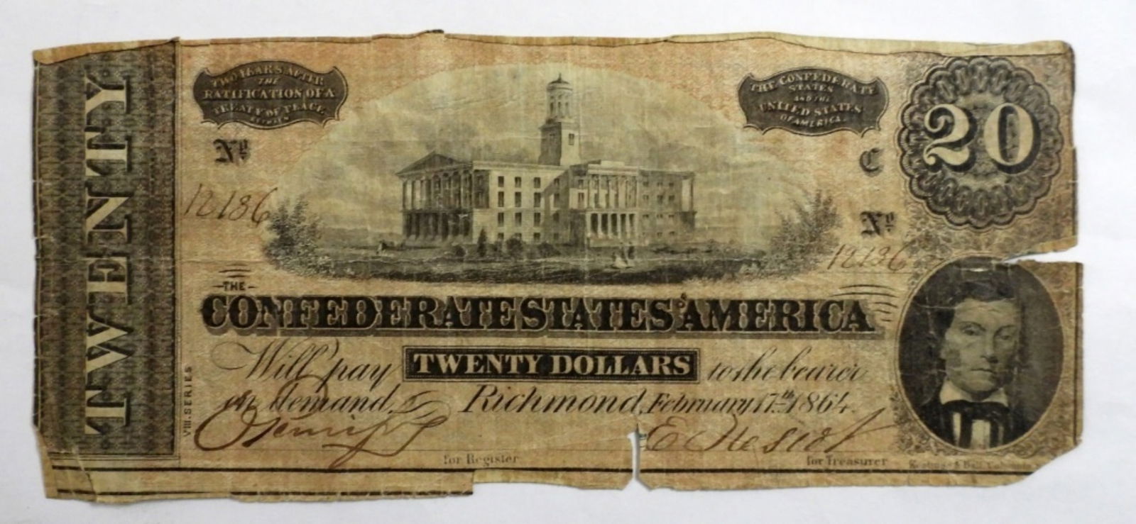 1864 $20 Confederate Note (1 of 2)