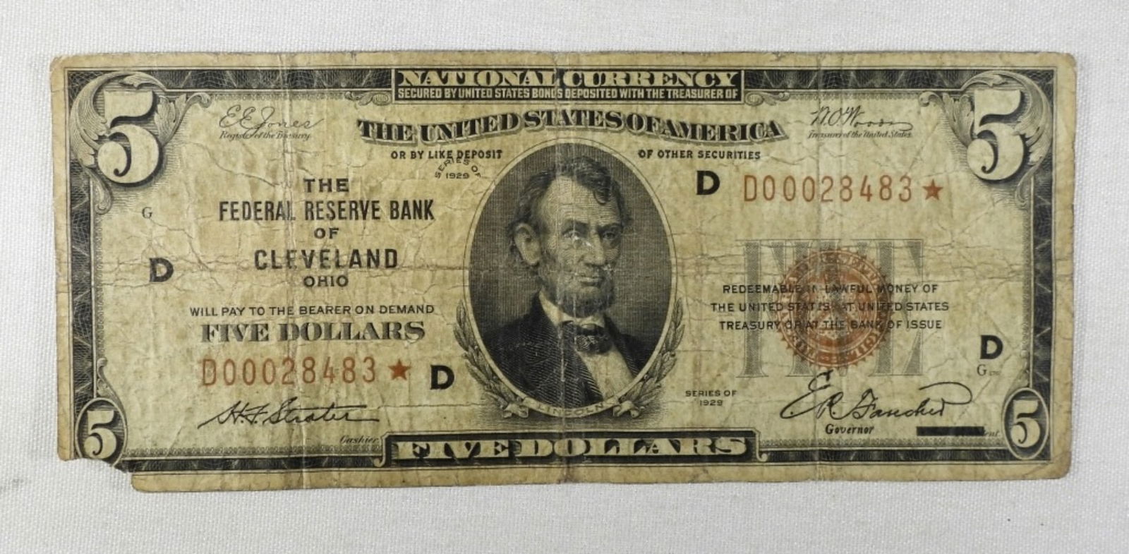 1929 $5 "Star Note" Cleveland OH (1 of 2)