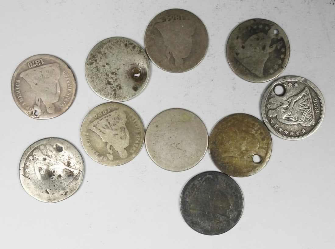 10 CULL Seated Dimes - 2