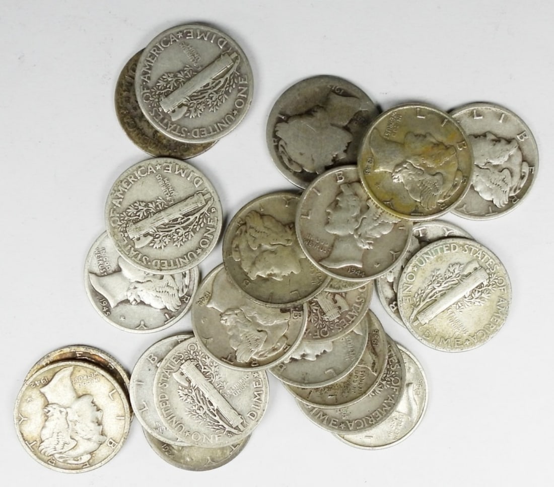 (23) Mixed Date Mercury Silver Dimes (1 of 2)