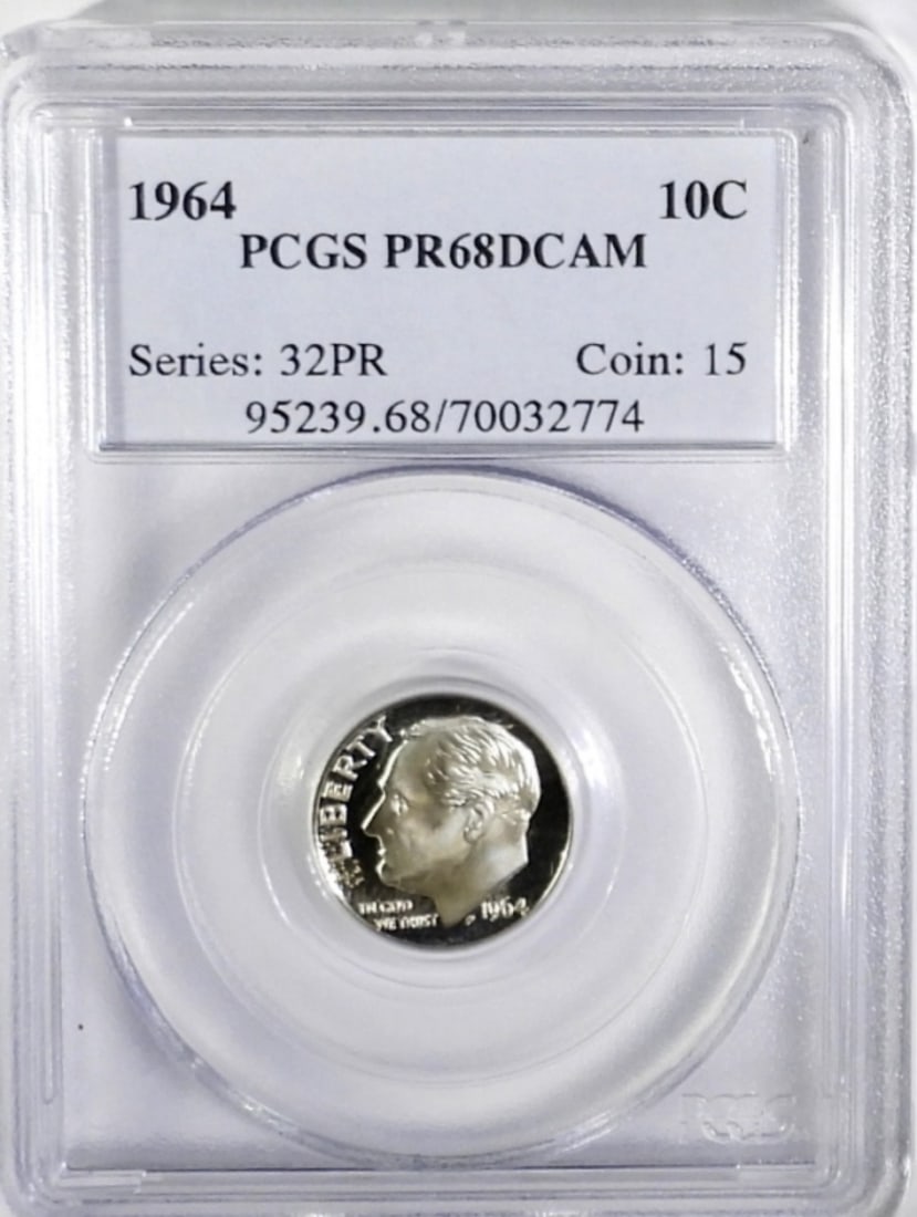 1964 ROOSEVELT DIME PCGS PR68 DCAM (1 of 2)