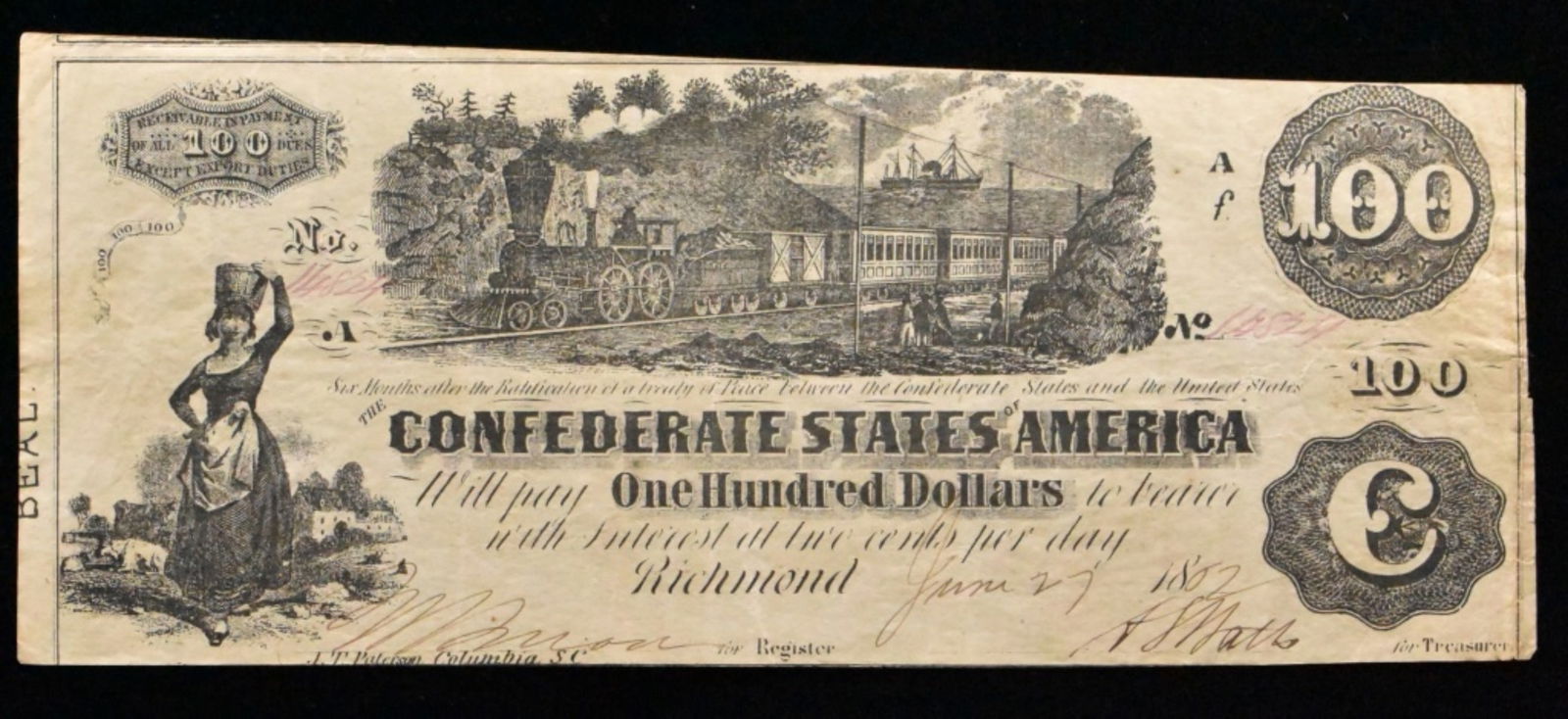 1862-63 Confederate Note, June 27, 1862: Bid live now!