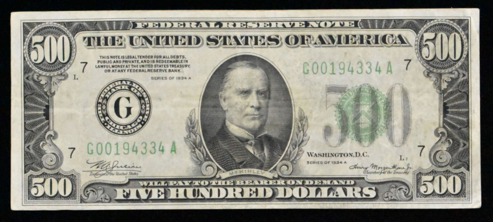 1934 A $500 Federal Reserve Note (1 of 2)